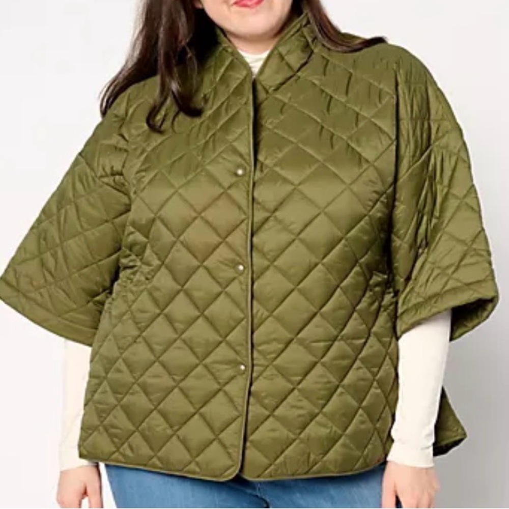 Joan Rivers Black Quilted Jacket Cape